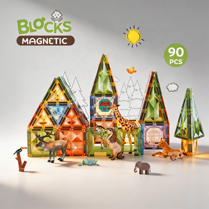 Ensemble <span class=keywords><strong>de</strong></span> tuiles magnétiques DIY 7,5 cm Océan, Dinosaure, Animal, Train et Avion – Blocs <span class=keywords><strong>de</strong></span> <span class=keywords><strong>construction</strong></span> éducatifs STEM – Cadeau pour enfants - Product Image 3