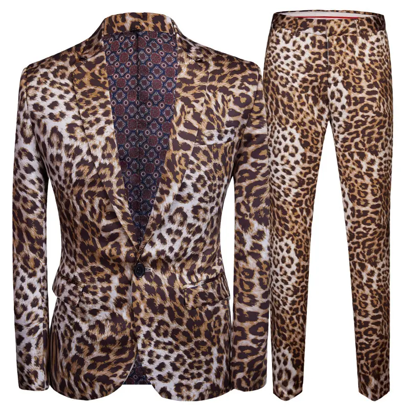Suits Sale Cheap South African Printed Mens Blazer Casual Suit Men'S Print 2-Piece Set Tiger Print Suit Men