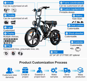 Vélo électrique <span class=keywords><strong>pliable</strong></span> à pneus larges en alliage d'aluminium avec batterie au lithium sans balais 1000W pour adultes - Product Image 6