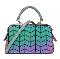 Nouveauté Fille Miss Unique Changement de Couleur Holographique Irisé Réfléchissant Motif Géométrique Sac à Main à Bandoulière Sac Fourre-Tout
