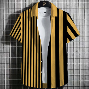 Camicia a sublimazione con stampa 3d Casual a maniche corte <span class=keywords><strong>camicie</strong></span> da festa da spiaggia abiti maschili a righe larghe camicia hawaiana per <span class=keywords><strong>uomo</strong></span> - Product Image 1