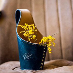 Hand-woven leather vase, flower <b>basket</b>, <b>gift</b> fruit <b>basket</b>, Easter and Christmas candy <b>basket</b>, PU leather shipping basin - Product Image 3