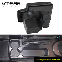 Accoudoir de voiture Vtear en ABS et cuir PU avec chargeur USB, porte-gobelet et boîte de rangement centrale, accessoires intérieurs pour Toyota Hilux 2019-2021