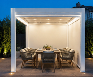 Pavillon bioclimatique extérieur en <span class=keywords><strong>aluminium</strong></span>, écran rétractable léger et imperméable, style à lamelles, similaire à une <span class=keywords><strong>pergola</strong></span> - Product Image 4