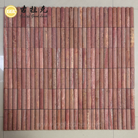 Carreaux de marbre travertin rouge naturel, panneau cannelé, mosaïque de marbre pour décoration murale