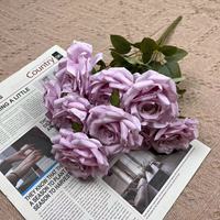 9 Tête Rose Rose Rose Bouquet De Fleurs En Soie Fleur Artificielle Pour La Décoration De La Maison De Mariage