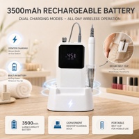 Ponceuse à ongles sans fil 45000 tr/min, sans balais, rechargeable, avec base de charge et clip ceinture pour salon