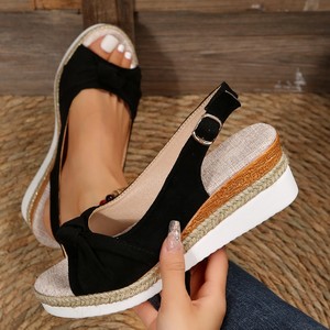 2025 Dropshipping, novedad de verano para mujer, sandalias con plataforma de cuña de talla grande, Punta abierta elástica - Product Image 4