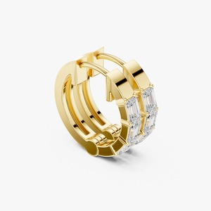 Boucles d'oreilles créoles double rangée de qualité supérieure, design élégant, avec un éclat brillant, pour femmes, idéales pour les soirées, le bureau et les cadeaux, en vente. - Product Image 1