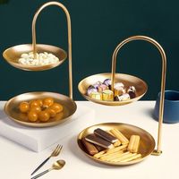 Stijlvolle luxe serviesgoed dubbelwandige metalen schaal voor snoep, fruit, dessert en hapjes, geschikt voor thuis of hotel, bruiloftdecoratie