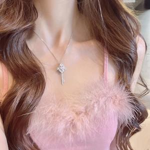 Women's S925 Solid Silver <b>Gold</b>-Plated Adjustable <b>Cross</b> Chain Car Flower Universal Chain with Pendant Fine Pendants & Charms - Product Image 5