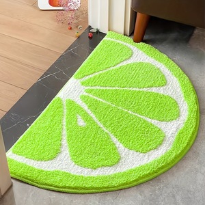 Semicircle Lemon Fruit Design Plush Water Absorbent Bathroom Mat Non Slip Indoor Bedroom Entrance Doormat Wholesale - Product Image 2