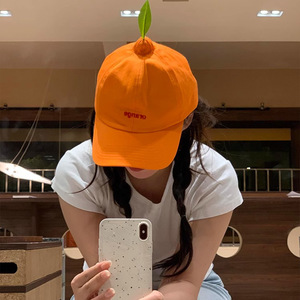 Orange Baseball Cap With Lettering Duckbill Sun <b>Hat</b> Unisex <b>Summer</b> Style - Product Image 1