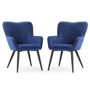 Fauteuil de lecture moderne en tissu lin avec accoudoirs et pieds métalliques pour la maison, le bureau ou la chambre – Ensemble de fauteuils d'appoint confortables - Product Image 1
