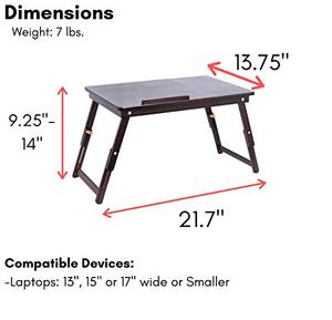 調節可能な傾斜面を備えた竹製ラップトレイ折りたたみ式サービングベッドトレイコンピューターラップトレイ - Product Image 4