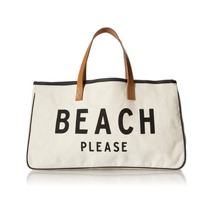 Sac fourre-tout en toile de coton 100% imperméable, tendance plage, avec poignée en cuir, logo personnalisé 2022, grande qualité, grand format, personnalisé pour femmes - Product Image 1