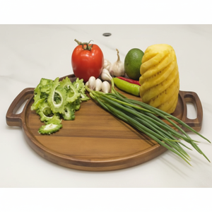 Acacia Serving <b>Round</b> <b>tray</b> with Handles - Product Image 1