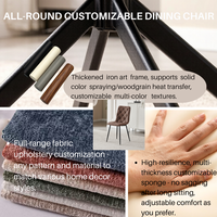 Chaise de salle à manger minimaliste en velours tufté diamant, chaise rembourrée confortable, OEM personnalisé pour cafés européens et usage domestique