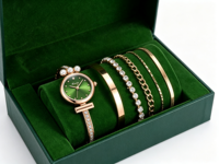 Coffret cadeau exquis pour la Saint-Valentin, montre à quartz pour femmes avec cadran rond, bracelet de montre avec perles et strass, ensemble cadeau