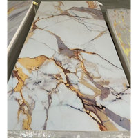 Plaque de marbre PVC 1220*3*2440mm, surface haute brillance, imperméable, panneau mural UV pour la décoration intérieure des hôpitaux, hôtels et villas
