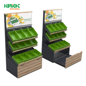 Soporte de exhibición metálico resistente de doble cara Fram de acero para almacenamiento y exhibición de vegetales laterales de pared de supermercado - Product Image 3