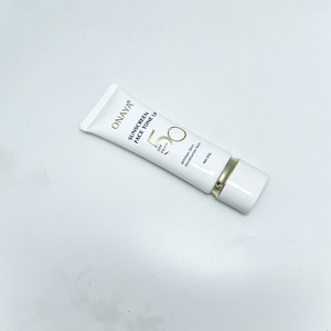 Tube cosmétique en plastique PE blanc avec bouchon à vis doré, emballage pour crème - Product Image 1