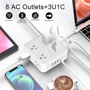 Protector de Sobretensión con Regleta - Cable de Extensión <span class=keywords><strong>Plano</strong></span> de 6 Pies y 4 Puertos USB S3, Extensor de <span class=keywords><strong>Enchufe</strong></span> Lateral para Oficina en Casa - Product Image 5