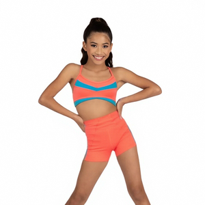 <span class=keywords><strong>Top</strong></span> e Pantaloncini Sportivi Personalizzati per Ragazze, Abbigliamento da Allenamento Bicolore per Danza - Product Image 1