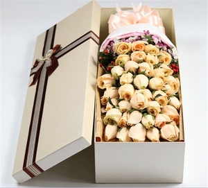 Tùy Chỉnh Thiết Kế Sáng Tạo Có Thể Gập Lại Vuông Hat Hộp Giấy Đám Cưới Thân Cây Dài Hoa Hồng Hoa Tươi Bao Bì Hộp Có Nắp Đậy - Product Image 3