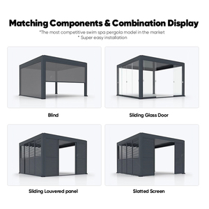 Pergola motorisée en aluminium <span class=keywords><strong>gris</strong></span> de luxe, toit à lamelles moderne, imperméable, résistant au vent, taille personnalisable, gazebo de balcon écologique - Product Image 3