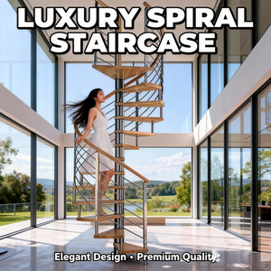 Kit <span class=keywords><strong>de</strong></span> Escalera <span class=keywords><strong>de</strong></span> Caracol <span class=keywords><strong>de</strong></span> Acero para Interiores con Diseño Minimalista y Peldaños <span class=keywords><strong>de</strong></span> Madera para Casa Dúplex - Product Image 1