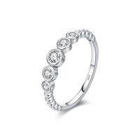 Bague demi-éternité en argent sterling S925 sertie de zircons ronds, délicate et empilable, pour femme, bijou de promesse de mariage