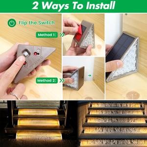 Luces Solares para Escalones de Exterior, Impermeables IP67, Encendido/Apagado Automático, para Escaleras, Patio, Jardín, Porche, Puerta Principal, Acera - Product Image 4