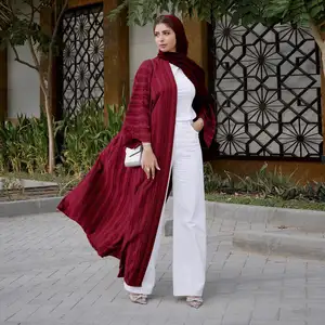 2024 Middle East Muslim Women's Arabic Robe Pure Color Solid Color Simple Design Casual Dress Kimono Abaya Women Muslim Dress