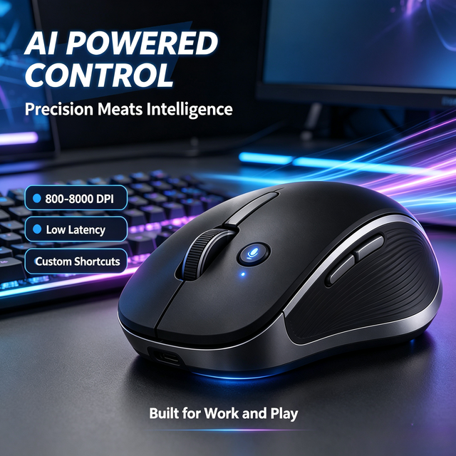 For AI Translation Wireless Mouse-126 Languages 3 Connection Modes (USB Receiver Type-C) Ergonomic Silent Design For.
