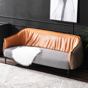 Canapé compact en cuir PU <span class=keywords><strong>orange</strong></span>, luxe léger, pour petits appartements, style hôtel, deux places - Product Image 4