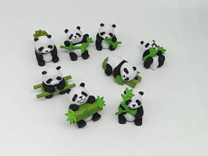 Ensemble de 8 figurines de panda 3D miniatures en résine, décorations animales mignonnes, statues de panda en bambou pour la décoration de la maison, du bureau, de la voiture, cadeau - Product Image 6