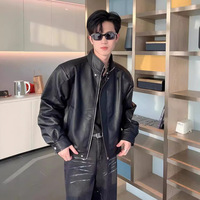 Blouson Moto Premium Noir pour Homme en Similicuir PU – Manteau d'extérieur OEM/ODM pour l'Automne et le Quotidien