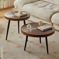 Table à thé en bois en forme d'anneaux d'arbre moderne deux tailles ensembles de table d'appoint en noyer café pour la maison meubles de salon canapé à vendre
