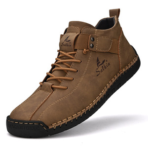 Grensoverschrijdende grote heren winterschoenen van microvezel, lage uitvoering, handgestikt, casual, platte zool, Koreaanse stijl, rijschoenen - Product Image 3
