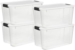 Boîtes de rangement avec couvercles, en plastique transparent, 70 quarts - Contenants de rangement robustes pour placard, salle de bain et bureau - Product Image 2
