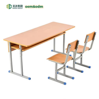 Chaise de bureau double moderne en bois grainé, confortable, pour étudiants, vente en gros d'usine, couleur personnalisée OEM, réglable, pour l'apprentissage scolaire 2