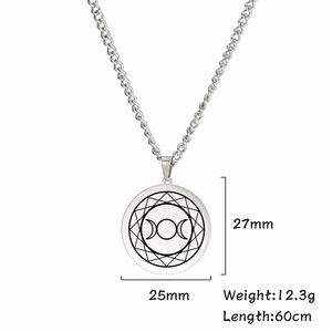 Collar de <span class=keywords><strong>diosa</strong></span> de la luna Triple <span class=keywords><strong>vikinga</strong></span> para hombre, colgante de joyería de acero inoxidable con estampado láser negro, chapado en oro de 18K - Product Image 6