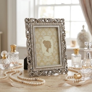 Vintage Baroque Resin <strong>Photo</strong> <strong>Frame</strong>, <strong>Ornate</strong> Carved Antique Silver Picture <strong>Frame</strong> for Home Decor - Product Image 6