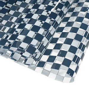 Hot Sale Transparent Checkered Printed Patterns PVC Vinyl Film Fabric For Cosmetic Bags Bows Belts Crafts Making