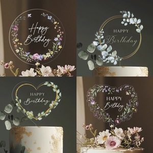 Elegante Adorno Transparente para Pastel con Impresión de <span class=keywords><strong>MR</strong></span> & Mrs/Feliz Cumpleaños, Decoración Acrílica Personalizada para Boda, Aniversario, Cumpleaños, Celebración en Pareja - Product Image 2