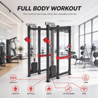 Rack de squat robuste à six poteaux avec machine à câbles intégrée – Équipement de fitness pour la musculation