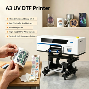 เครื่องพิมพ์ OEM 3 หัวพิมพ์ A3 UV Dtf สำหรับพิมพ์ฉลากคริสตัล เครื่องพิมพ์ดิจิทัลสำหรับสติกเกอร์นูน 3 มิติ แบบกำหนดเอง ป้ายปักลายเลียนแบบงานปัก - Product Image 1