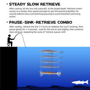 MAGICWORKS 80S 80mm 9.7g Leurre Minnow Propulsé Coulant pour la Pêche au Bar - Product Image 3