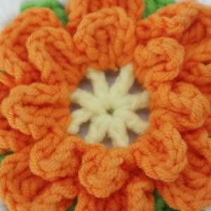 Puro hecho a mano flor de naranja hojas verdes multicapa ganchillo tejido cuadrado flor accesorios artesanías frescas tela textil - Product Image 4